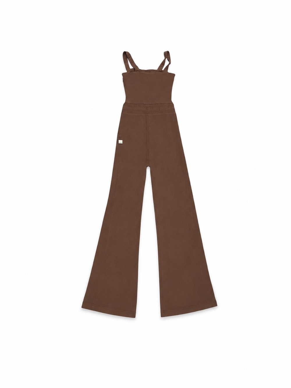 VUORI Pose Mudra Jumpsuit Wide Leg Ribbed Waist Drawstring Hazelnut Brown - Picture 6 of 8